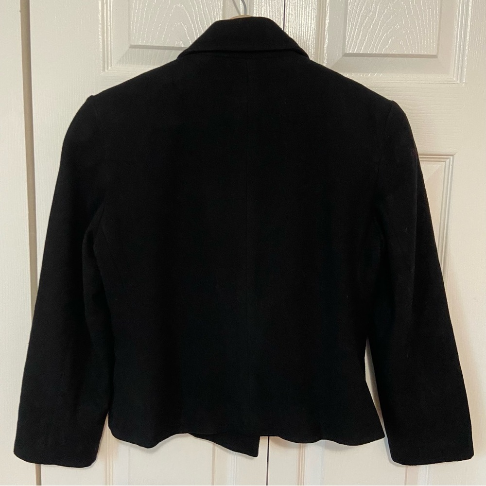 Henri Bendel Cashmere Wool Cropped Double Breasted Blazer Peacoat Black Size 8 - Picture 7 of 11